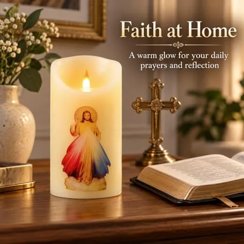 LED Prayer Candle with Image of Jesus view 4