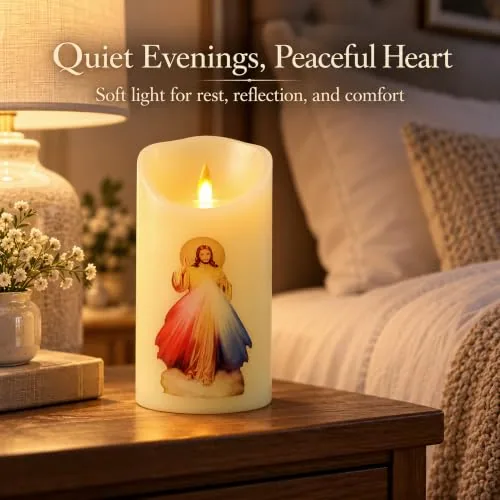 LED Prayer Candle with Image of Jesus view 6