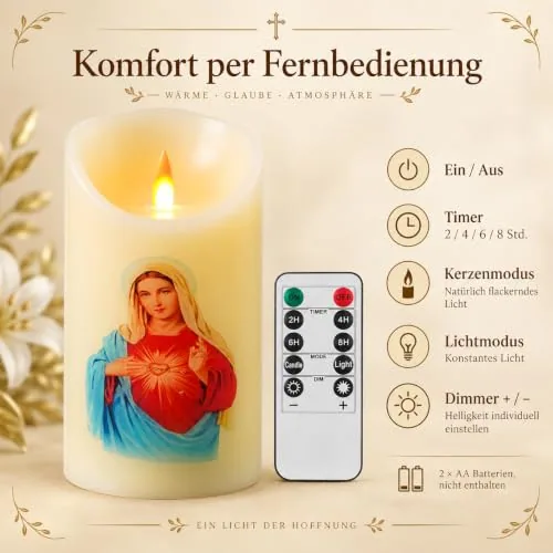 LED Prayer Candle with Virgin Mary Image view 2