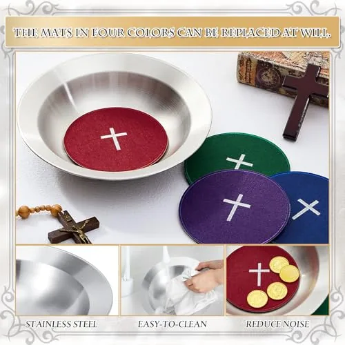Kritkin Stainless Offering Plate with 4 Felt Pads, 10 in view 2