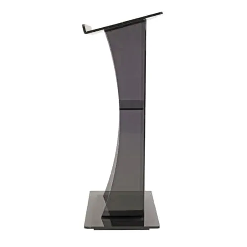 Madison Curved Acrylic Lectern, Smoke Gray