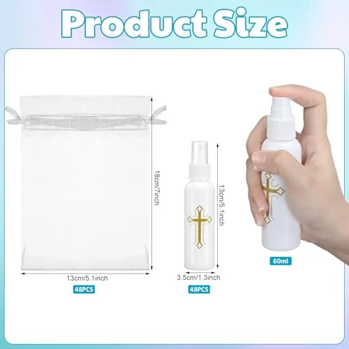 CroBlissful Holy Water Spray Bottles with Bags, 48-Pack view 2