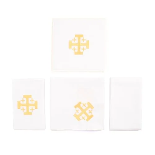 TALPGOD Poly-Cotton Altar Linen Set with Gold Cross, 4 Pack