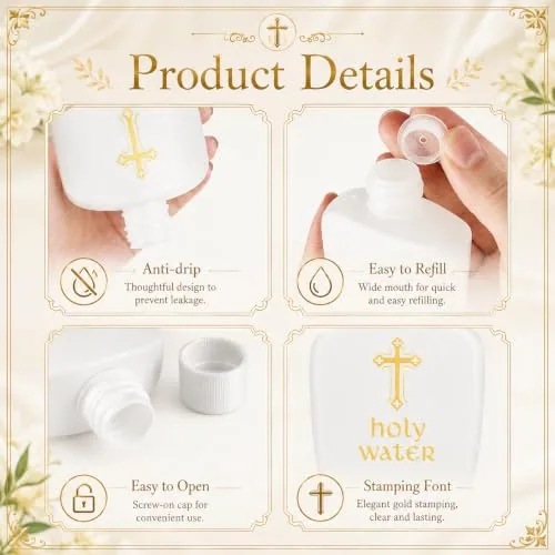 BROWNKNOT Plastic Holy Water Bottles, 2 oz, Pack of 60 view 2