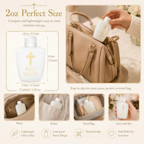 BROWNKNOT Plastic Holy Water Bottles, 2 oz, Pack of 60 view 3