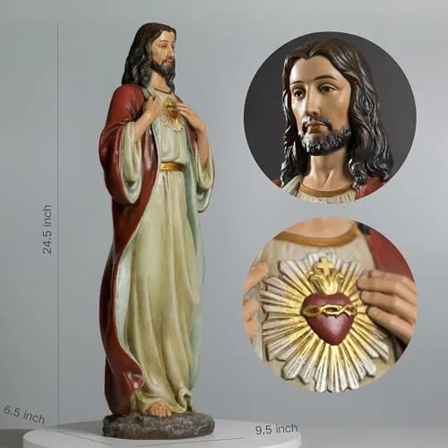 BC Catholic Sacred Heart of Jesus, 24.5 in Hand-Painted view 3