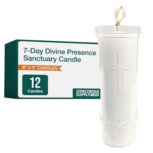 Concordia 7-Day Sanctuary Candles, 8 x 3 in, Pack of 12