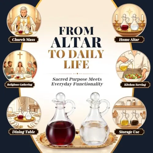 Hiboom Glass Cruet Set with Gold Tone Tray, 12 oz (2) view 6