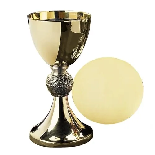 Needzo Brass Chalice and Paten, Loaves and Fishes Node, 8 in view 4