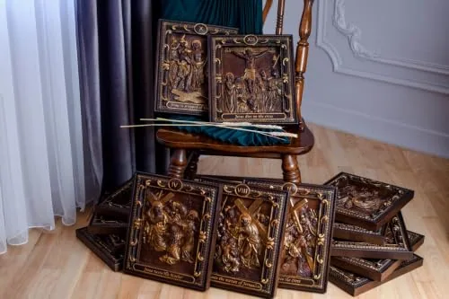 Kozakworkshop Hand-Carved Oak Stations of the Cross view 2